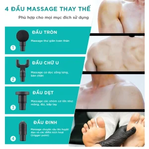 Súng Massage Cầm Tay KINGTECH KH-320 gồm 4 đầu massage thay thế