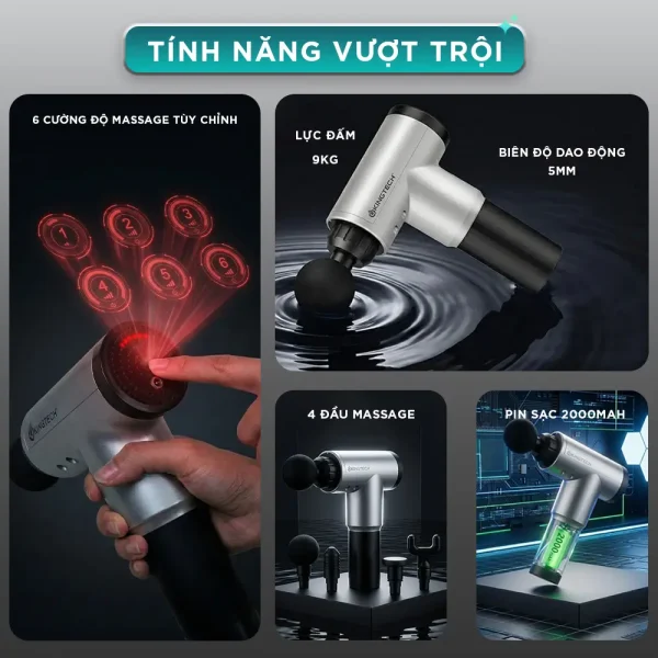 Súng Massage Cầm Tay KINGTECH KH-320 gồm nhiều tính năng vượt trội