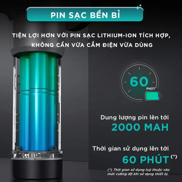 Súng Massage Cầm Tay KINGTECH KH-320 pin sạc lên tới 2000mAh