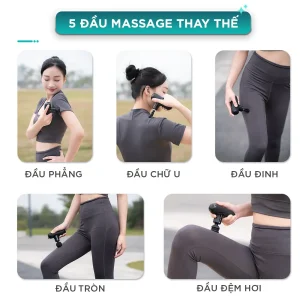 Súng Massage Cầm Tay Mini KINGTECH A1 gồm 5 đầu massage thay thế