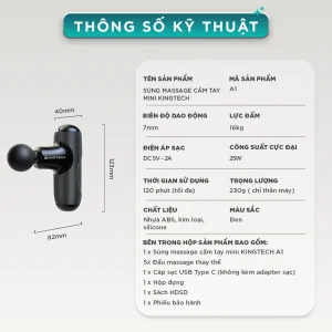 Súng Massage Cầm Tay Mini KINGTECH A1 thông số ản phẩm