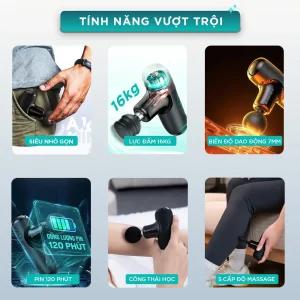 Súng Massage Cầm Tay Mini KINGTECH A1 gồm nhiều tính năng vượt trội