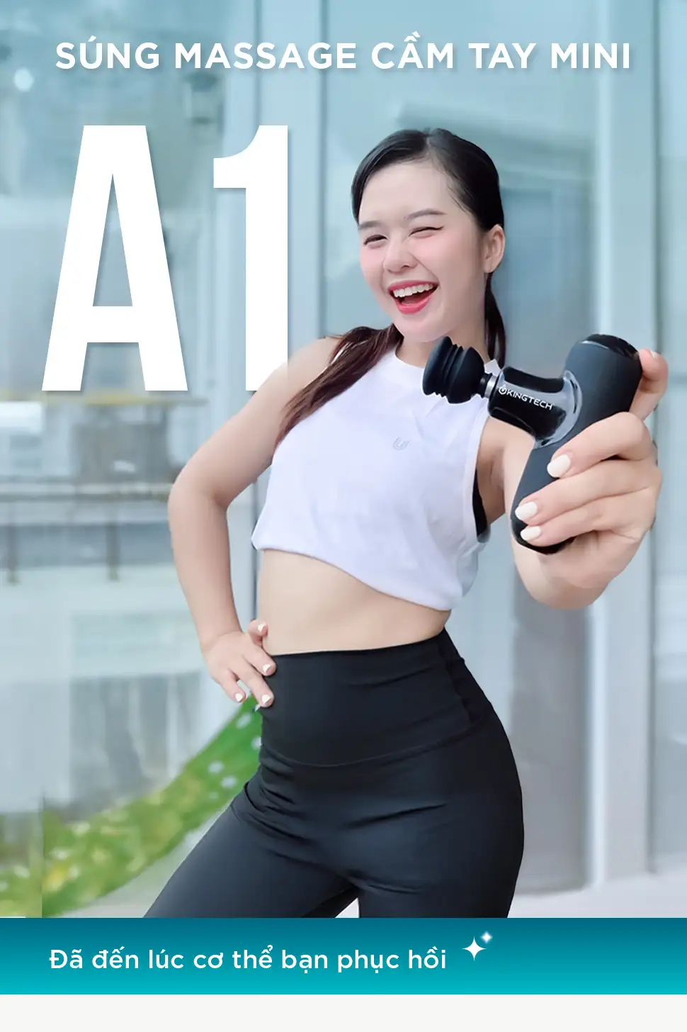 Súng Massage Cầm Tay Mini KINGTECH A1 hỗ trợ phục hồi cơ bắp