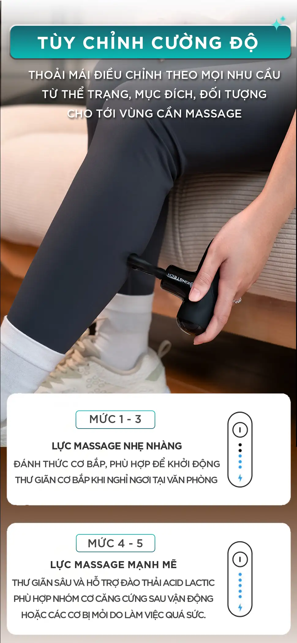 Súng Massage Cầm Tay Mini KINGTECH A1 với 5 mức cường độ tùy chỉnh với nhiều mục đích