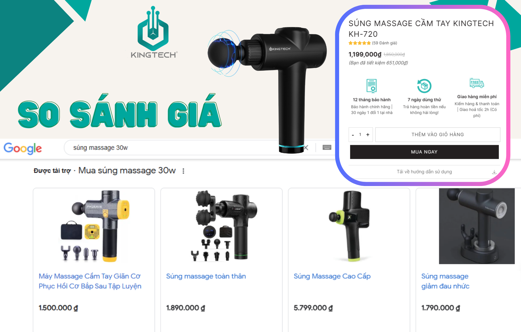 Đánh giá chi tiết súng massage Kingtech KH-720