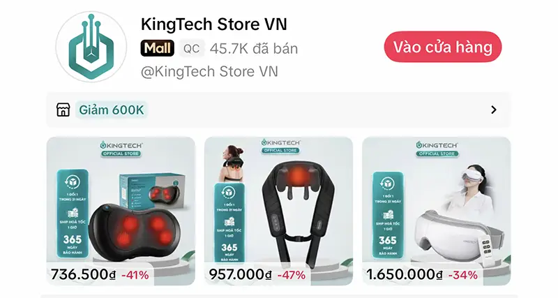 Gian hàng TiktokShop của KINGTECH