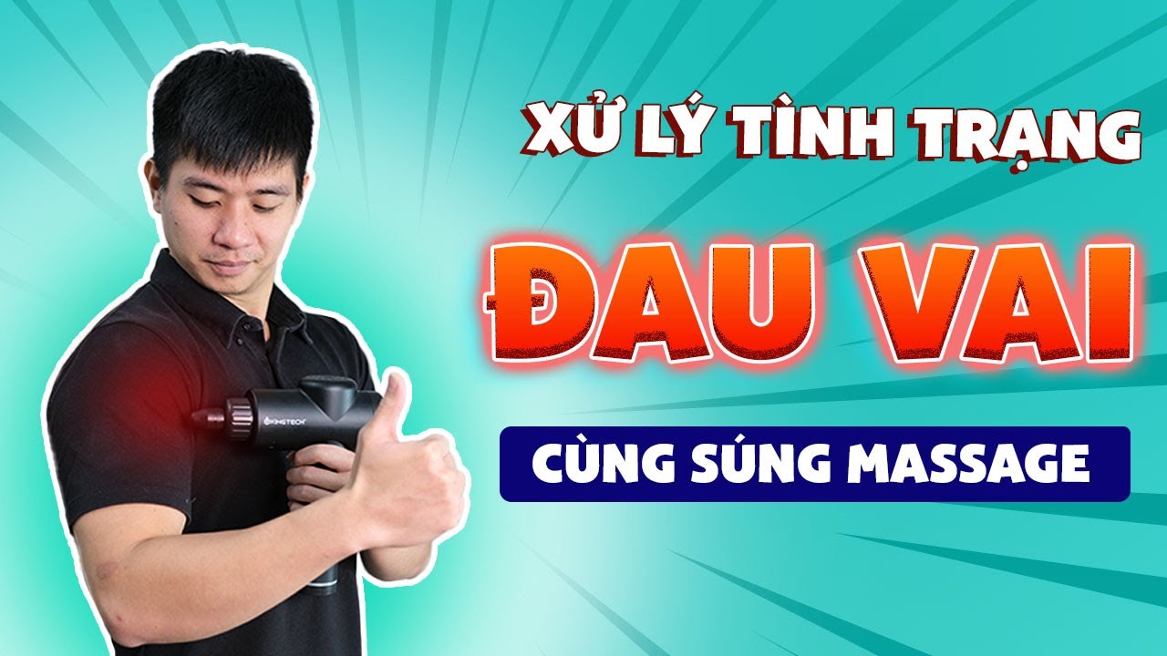 Cách sử dụng súng massage hỗ trợ đau vai.