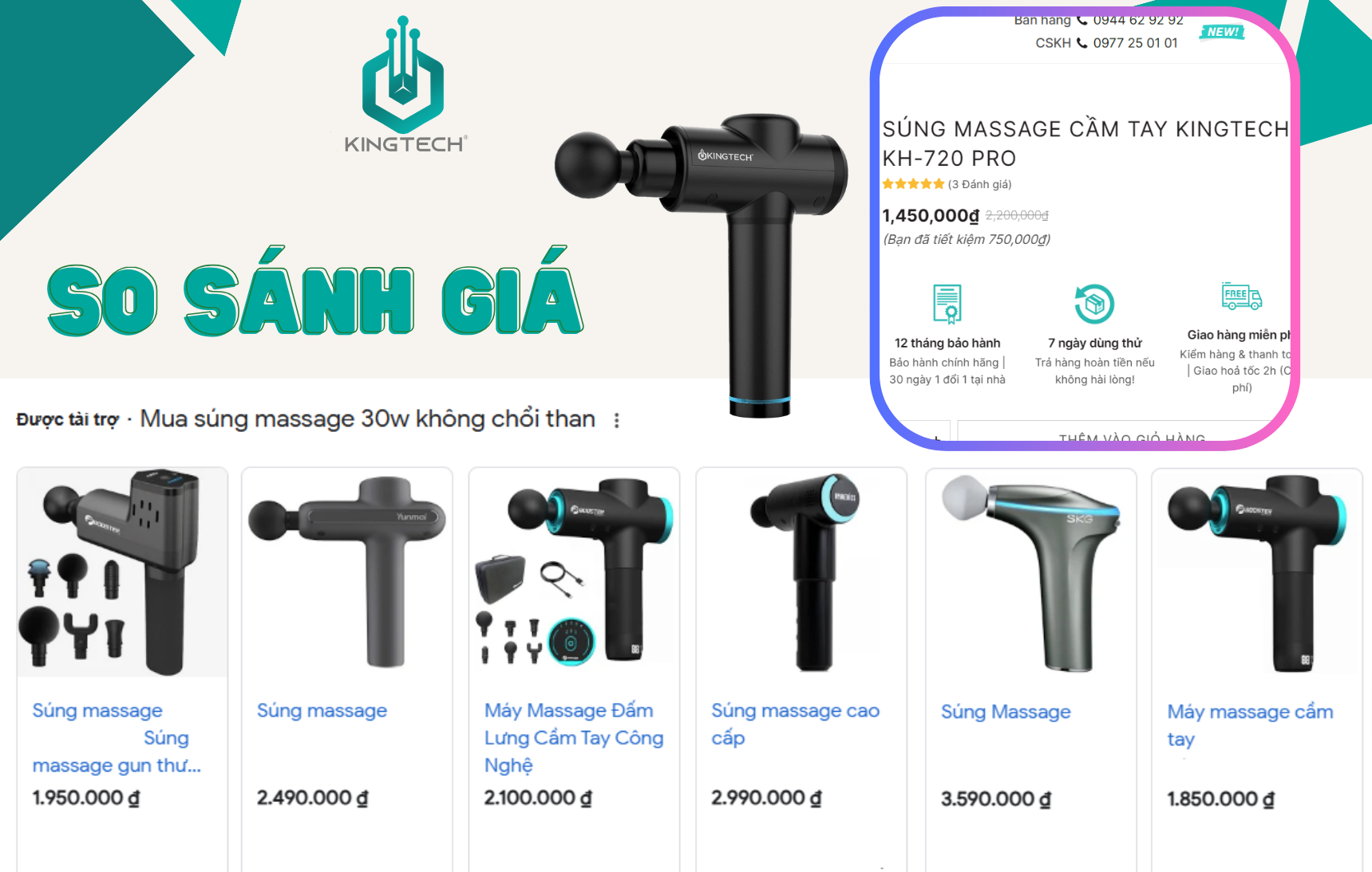 Đánh giá chi tiết súng massage Kingtech KH-720 pro
