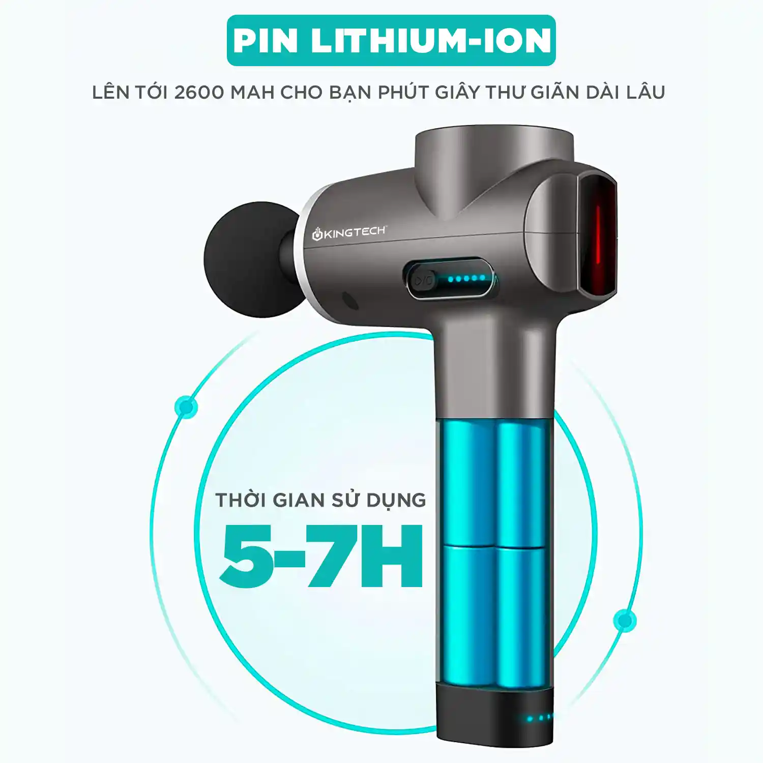 Súng Massage Cầm Tay Cao Cấp KINGTECH MAX 1 thời gian sử dụng lâu