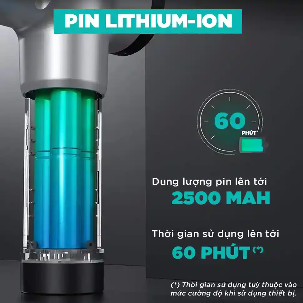 Súng Massage Cầm Tay Đa Năng KINGTECH KH-320 dung lượng pin lớn